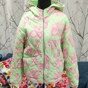 Wild Fable Puffer Jacket in Green and Pink